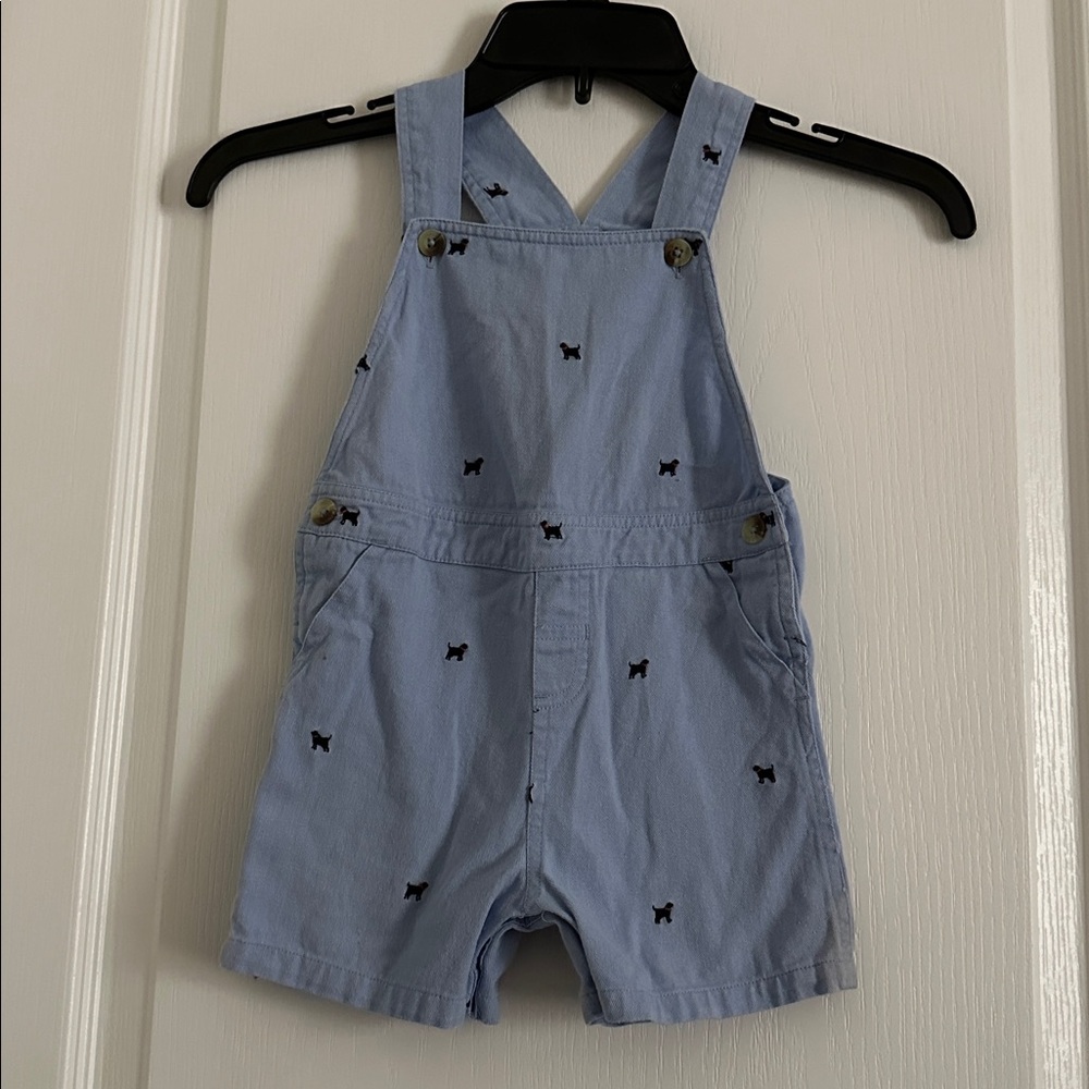 Crown & Ivy Baby Blue Overalls with Dog Design